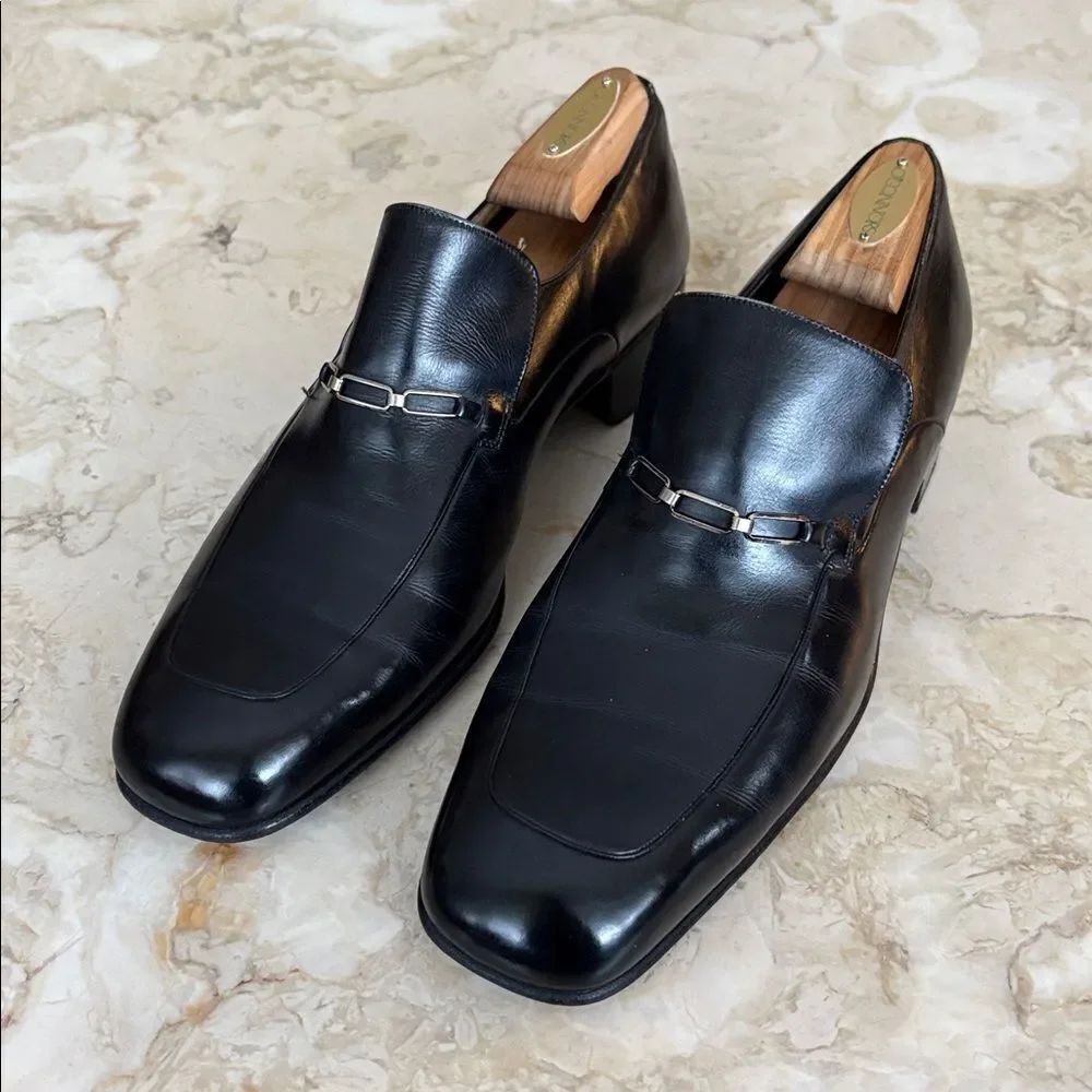 Moreschi Italian Leather Slip On Horse-bit Dress Shoes